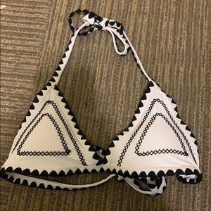 Black and white tie bathing suit top